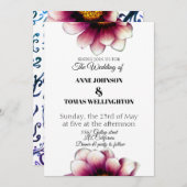 Elegante Blumenzellenhochzeitkarte Einladung (Vorne/Hinten)