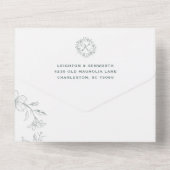 Elegante Blumenzeremonie Grüne Hochzeit  All In One Einladung (Rückseite)