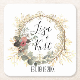 Elegante Blumenzeremonie Personalisiert Rechteckiger Pappuntersetzer