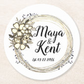 Elegante Blumenzeremonie Personalisiert Runder Pappuntersetzer (Vorderseite)
