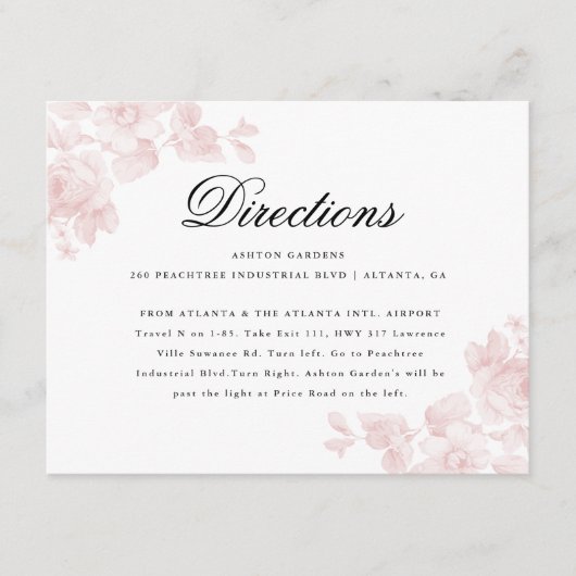 Elegante Blumenzettel Begleitkarte (Vorderseite)