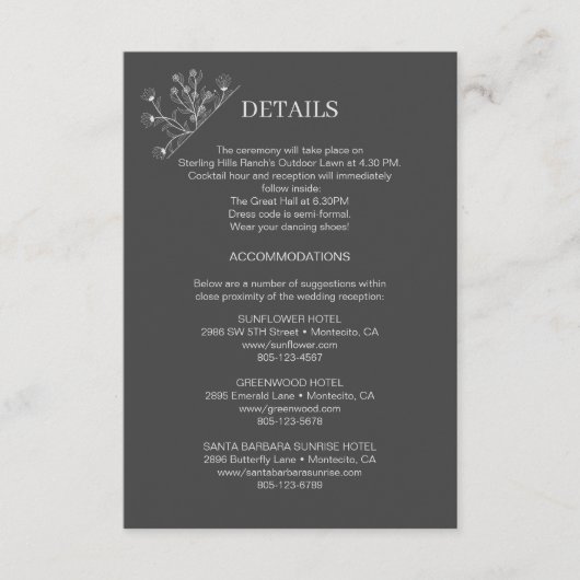 Elegante Blumenzettel Begleitkarte (Vorderseite)