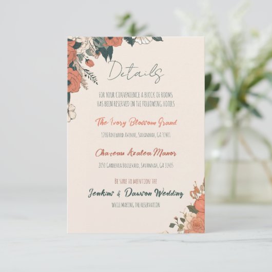 Elegante Blumenzettel Begleitkarte (Stehend Vorderseite)