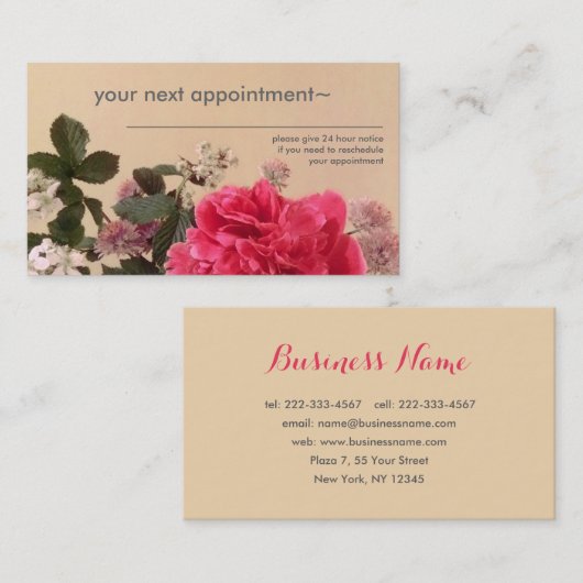 Elegante Blumenzettel Terminkarte (Vorne/Hinten)