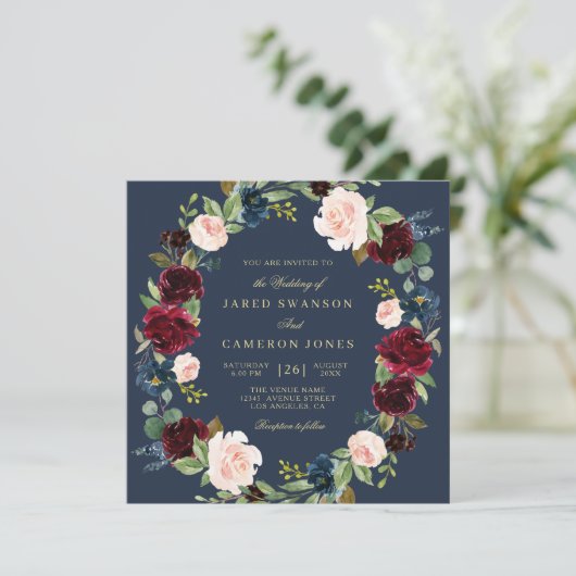 elegante Blumenzwiebeleinladung Einladung (Stehend Vorderseite)