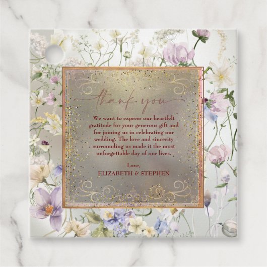 Elegante Blumenzwiebelhochzeit Danke, dass Sie Tag Geschenkanhänger (Vorderseite)