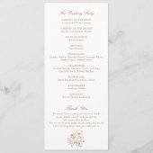 Elegante Blumenzwiebeln Wappen Monogram Gold Weddi Programm (Rückseite)