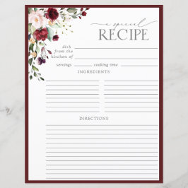 Elegante Blumenzwiebelseite Recipe Binder Page