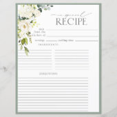 Elegante Blumenzwiebelseite Recipe Binder Page (Rückseite)