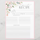 Elegante Blumenzwiebelseite Recipe Binder Page (Rückseite)