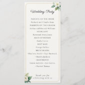 Elegante Blumige Hochzeitsprogrammvorlage Programm (Rückseite)