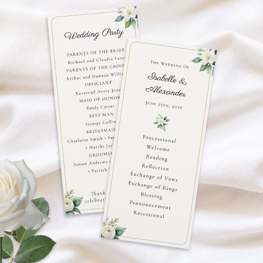 Elegante Blumige Hochzeitsprogrammvorlage Programm