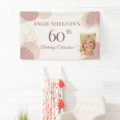 Elegante Blush 60. Geburtstags-Fotofeier Banner (Insitu)