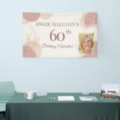 Elegante Blush 60. Geburtstags-Fotofeier Banner (Messeveranstaltung)