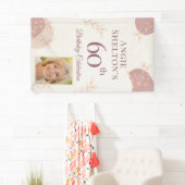 Elegante Blush 60. Geburtstags-Fotofeier Banner (Insitu)
