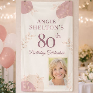 Elegante Blush 80. Geburtstags-Foto-Feier Banner