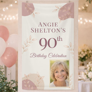 Elegante Blush 90. Geburtstags-Foto-Feier Banner