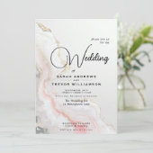 Elegante Blush-Achat-Fluid-Tinte  Einladung (Stehend Vorderseite)