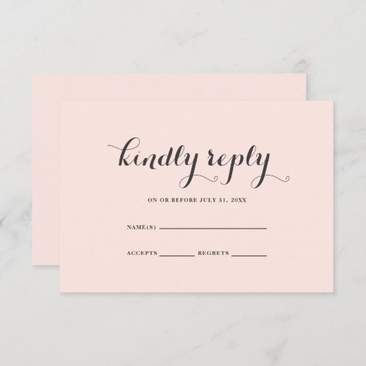 Elegante Blush and Gray Wedding RSVP Card (Vorne/Hinten)