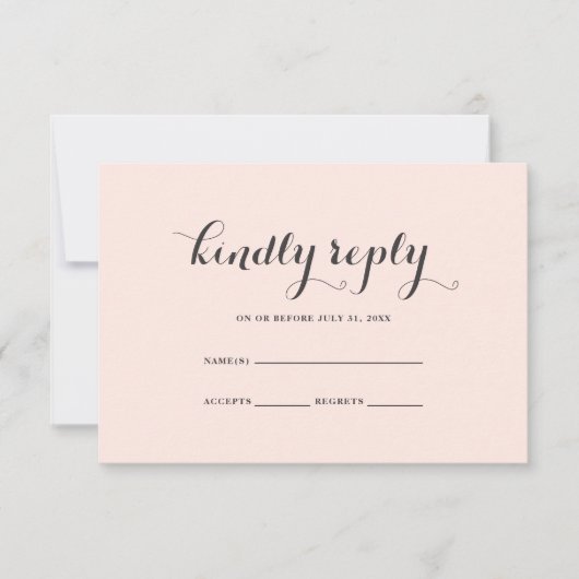 Elegante Blush and Gray Wedding RSVP Card Karte (Vorderseite)