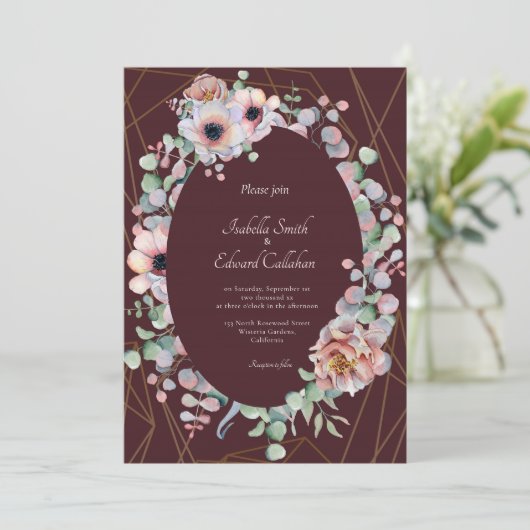 Elegante Blush Anemone Blumenzeremonie Einladung (Stehend Vorderseite)