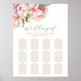 Elegante Blush Bloral Gold Weiße Hochzeitssitze Poster