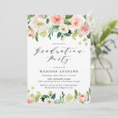 Elegante Blush Bloral Graduation Party Einladung (Stehend Vorderseite)