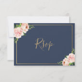 Elegante Blush Bloral Greenerity Wedding RSVP Card (Rückseite)