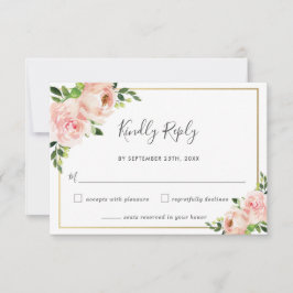 Elegante Blush Bloral Greenerity Wedding RSVP Card Karte