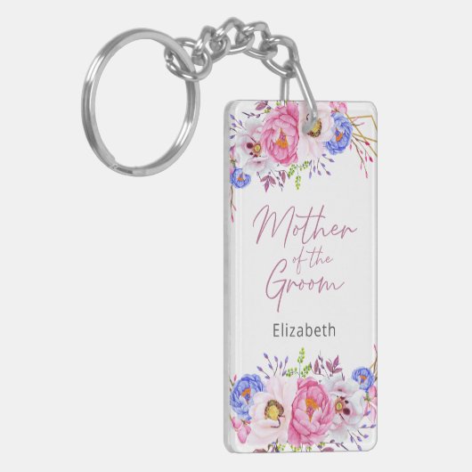 Elegante Blush Bloral Mother of the Groom Schlüsse Schlüsselanhänger (Vorderseite links)