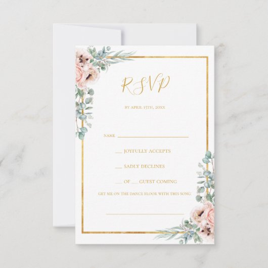 Elegante Blush Bloral Pastel Song Request RSVP Car (Vorderseite)
