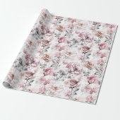 Elegante Blush Bloral Rose Geschenkpapier (Ungerollt)