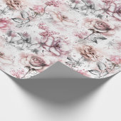 Elegante Blush Bloral Rose Geschenkpapier (Ecke)