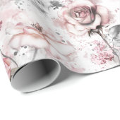 Elegante Blush Bloral Rose Geschenkpapier (Rolleneckpunkt)