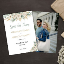 Elegante Blush Bloral Save the Date Card