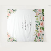 Elegante Blush Bloral Script Engagement Party Wandteppich (Vorderseite (Horizontal))