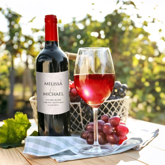 Elegante Blush Bloral Wedding Custom Weinetikett