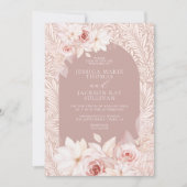 Elegante Blush Bloral Wedding Einladung (Vorderseite)
