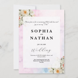 Elegante Blush Bloral Wedding Einladung