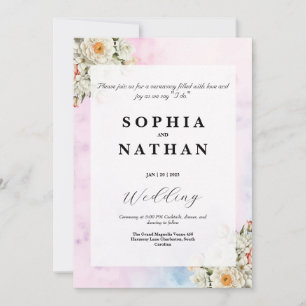 Elegante Blush Bloral Wedding Einladung