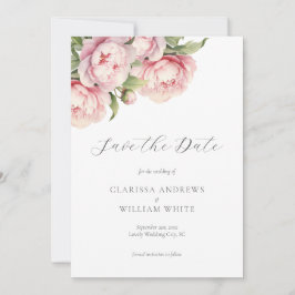 Elegante Blush Bloral Weiß Moderne Hochzeit Save The Date