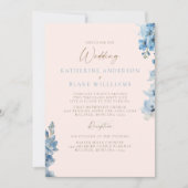 Elegante Blush & Blue Church Einladung zur Hochzei (Vorderseite)