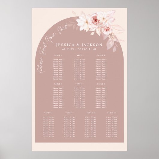 Elegante Blush Blues Hochzeitsstift Poster (Vorne)