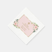 Elegante Blush Blume Gold Cross Heilige Kommune Serviette (Ecke)