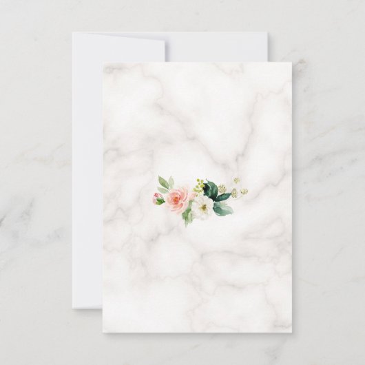 Elegante Blush Blume Hochzeit Gold Marmor RSVP Karte (Rückseite)