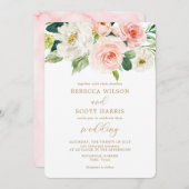 Elegante Blush Blume Wasserfarbene Frühjahrssonne Einladung (Vorne/Hinten)