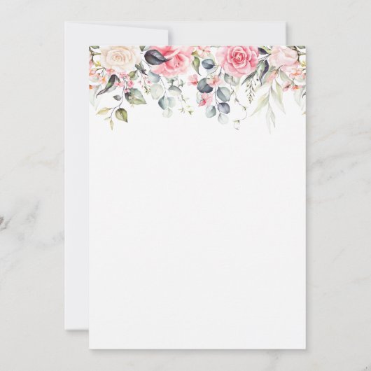 Elegante Blush Blumendusche Einladung (Rückseite)