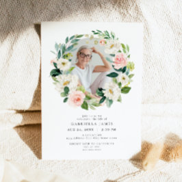 Elegante Blush Blumenfeier zum Leben Beerdigung Einladung