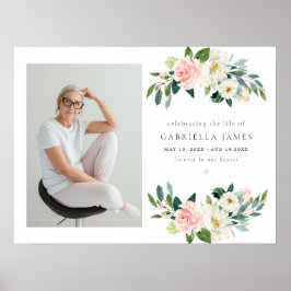 Elegante Blush Blumenfeier zum Leben Beerdigung Poster