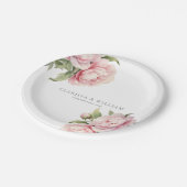 Elegante Blush Blumenkohle Weiße Hochzeit Pappteller (Schrägansicht)